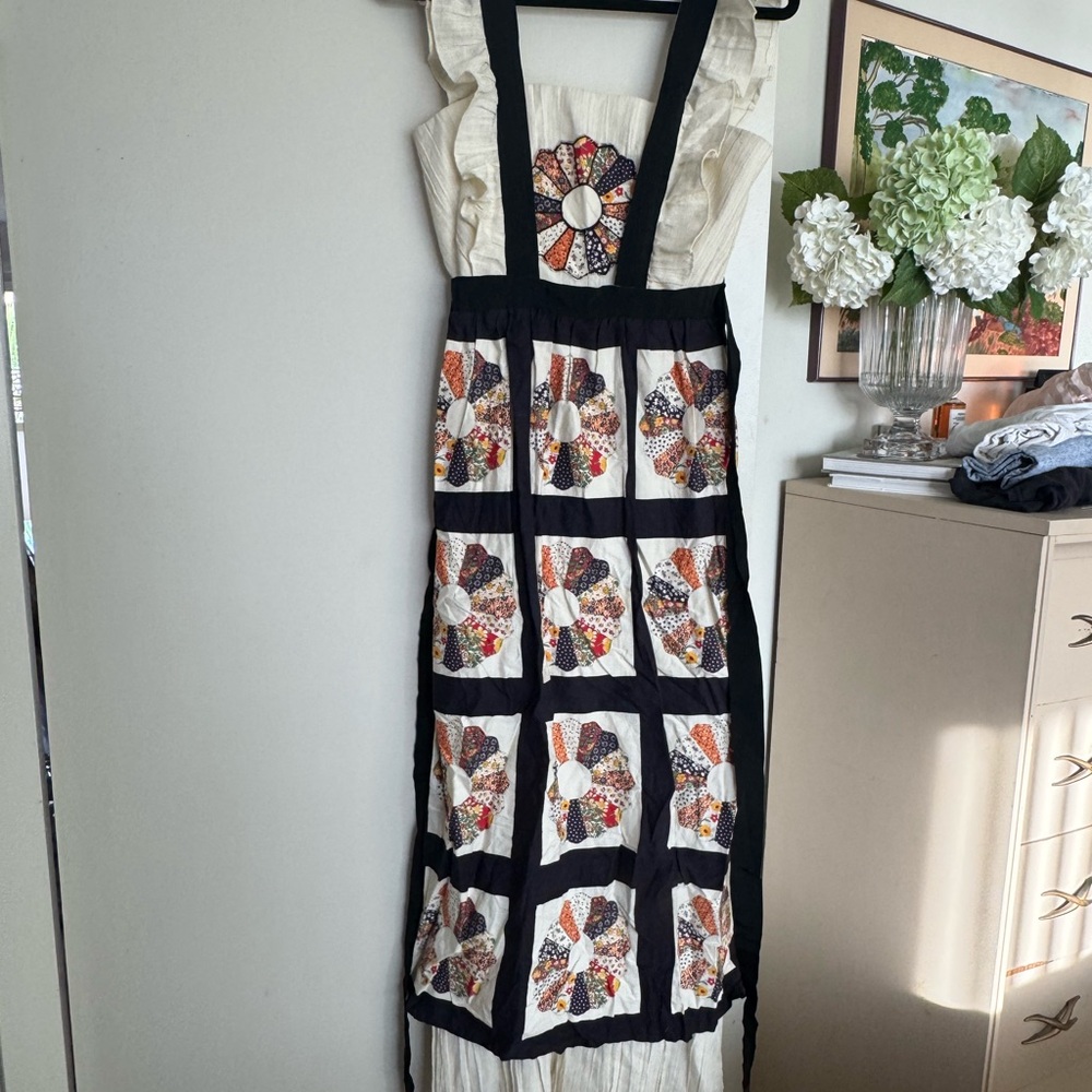 Vintage Black and Cream Patchwork Apron Dress